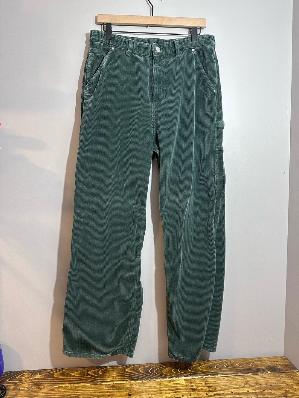 Zara DNWR Men's Green Corduroy Carpenter Pants Size 32